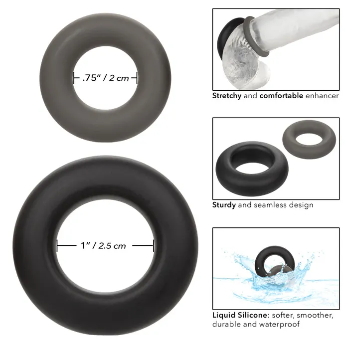 Anal Calexotics Alpha Liquid Silicone Prolong Set of 2 Blackgray Anal Calexotics Alpha Liquid Silicone Prolong Set of 2 Blackgray