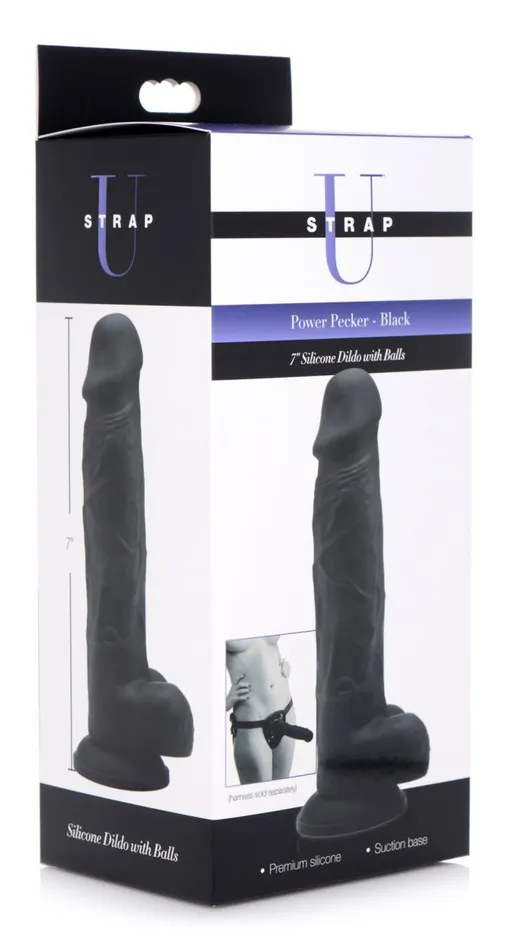 XR Brands Strap U Dildos Power Pecker 7 Inch Silicone Dildo With Balls XR Brands Strap U Dildos Power Pecker 7 Inch Silicone Dildo With Balls