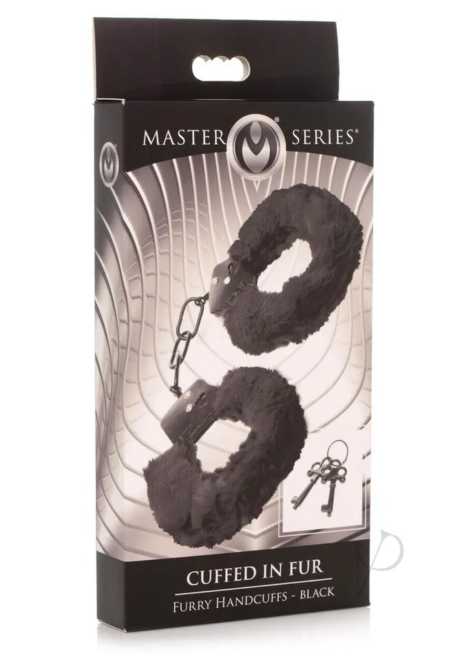 Anal Master Series Ms Cuffed In Fur Handcuffs Black