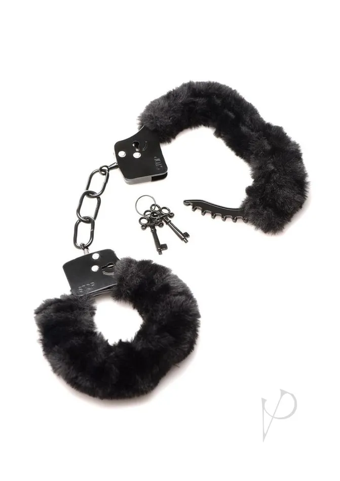 Anal Master Series Ms Cuffed In Fur Handcuffs Black