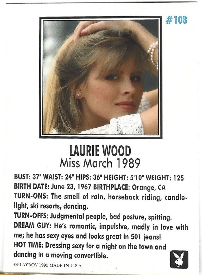 Dans Cards Couples Playboy Centerfolds March Edition Laurie Wood Card 108 Dans Cards Couples Playboy Centerfolds March Edition Laurie Wood Card 108
