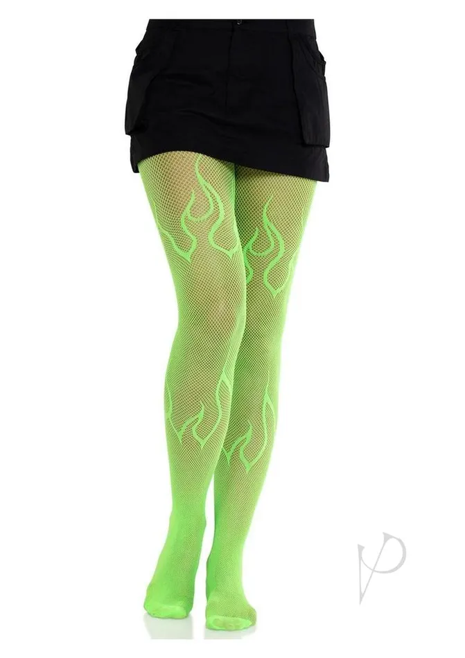 Leg Avenue Dildos Flame Net Tights Neon Green Os
